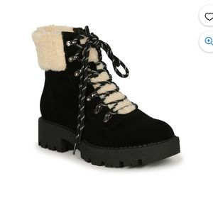 Brand New Mata Sherpa Black Chunky Winter Boots